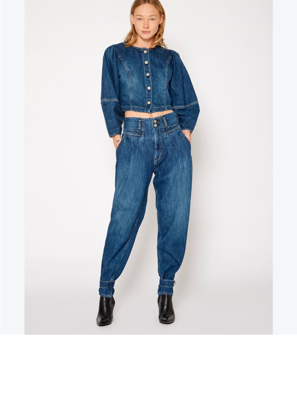 Relaxed Harem Jeans in Classic Blue Denim
